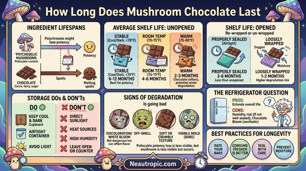how long does mushroom chocolate last